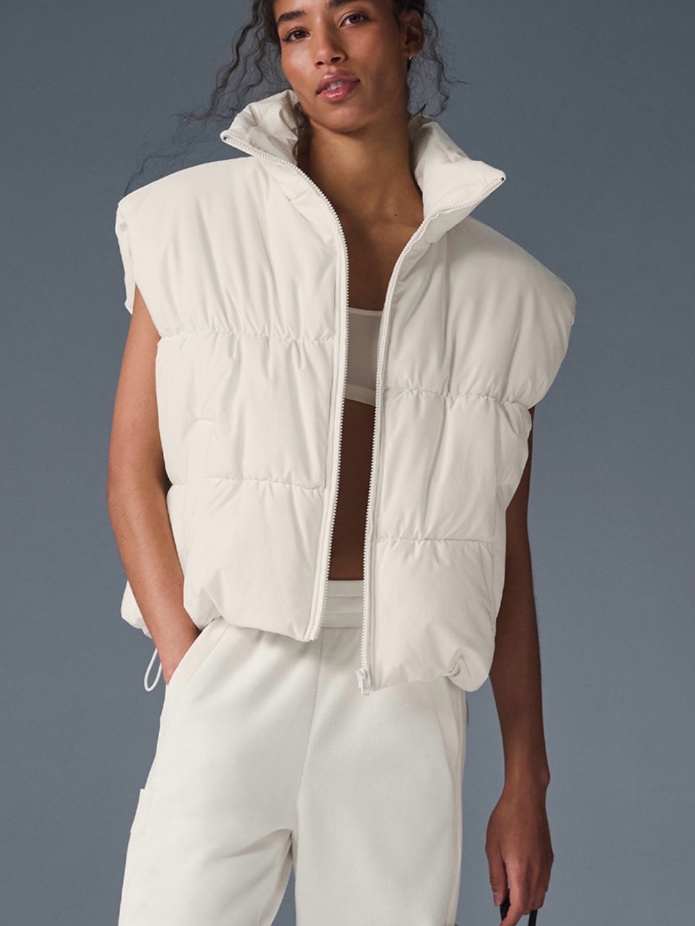ALO Incline Puffer Vest Ivory Cream S